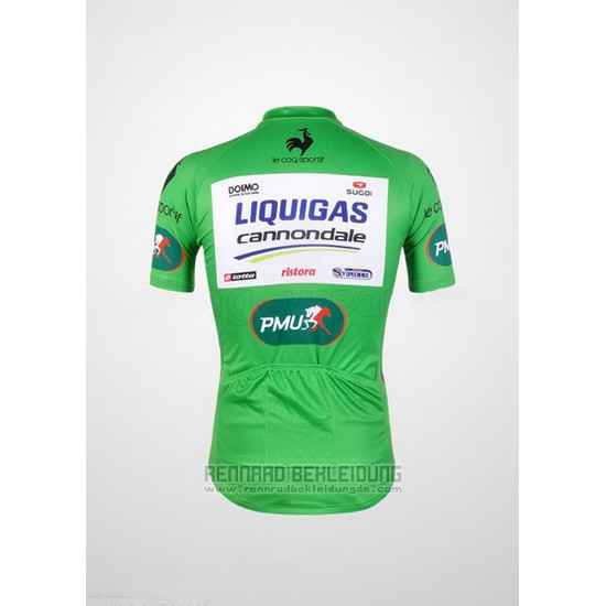 2012 Fahrradbekleidung Liquigas Cannondale Wei und Grun Trikot Kurzarm und Tragerhose